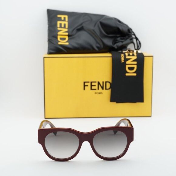 Fendi Fendi FE40147I BAGUETTE 66F Sunglasses Red Round Frame Size ONE SIZE - 11 Thumbnail
