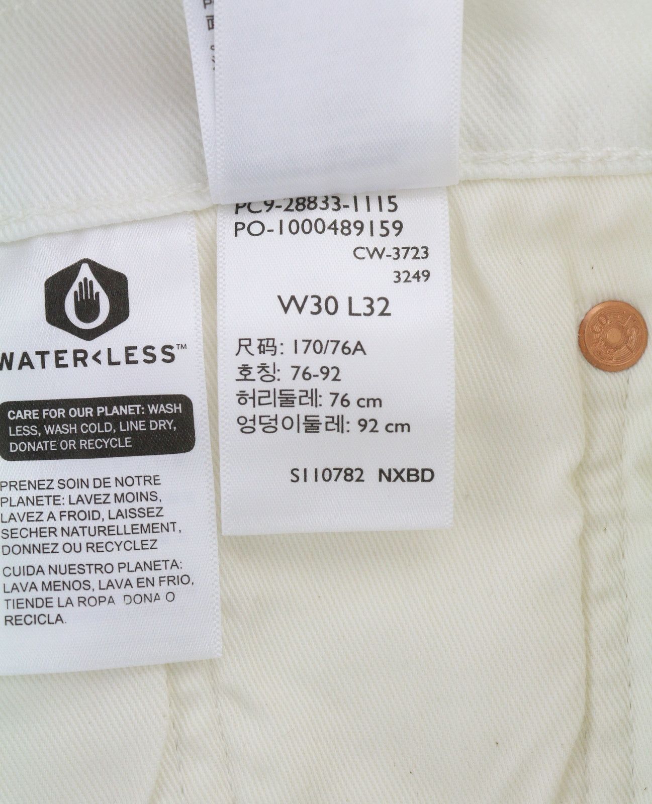 Levi's 512 W30/L32 White Big E Slim Taper Zip Jeans 87080 Size US 30 / EU 46 - 8 Thumbnail