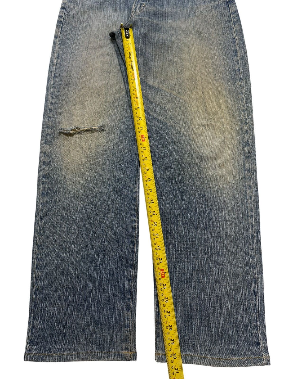 Edwin Vintage 90s Edwin 404 Mud Wash Faded Distress Wide Leg Jeans Size US 31 - 11 Thumbnail