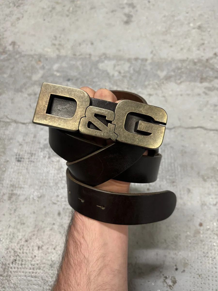 Designer × Dolce & Gabbana × Vintage AW2007 Dolce & Gabbana Brown « D&G » Buckle Leather Belt Size ONE SIZE - 2 Thumbnail