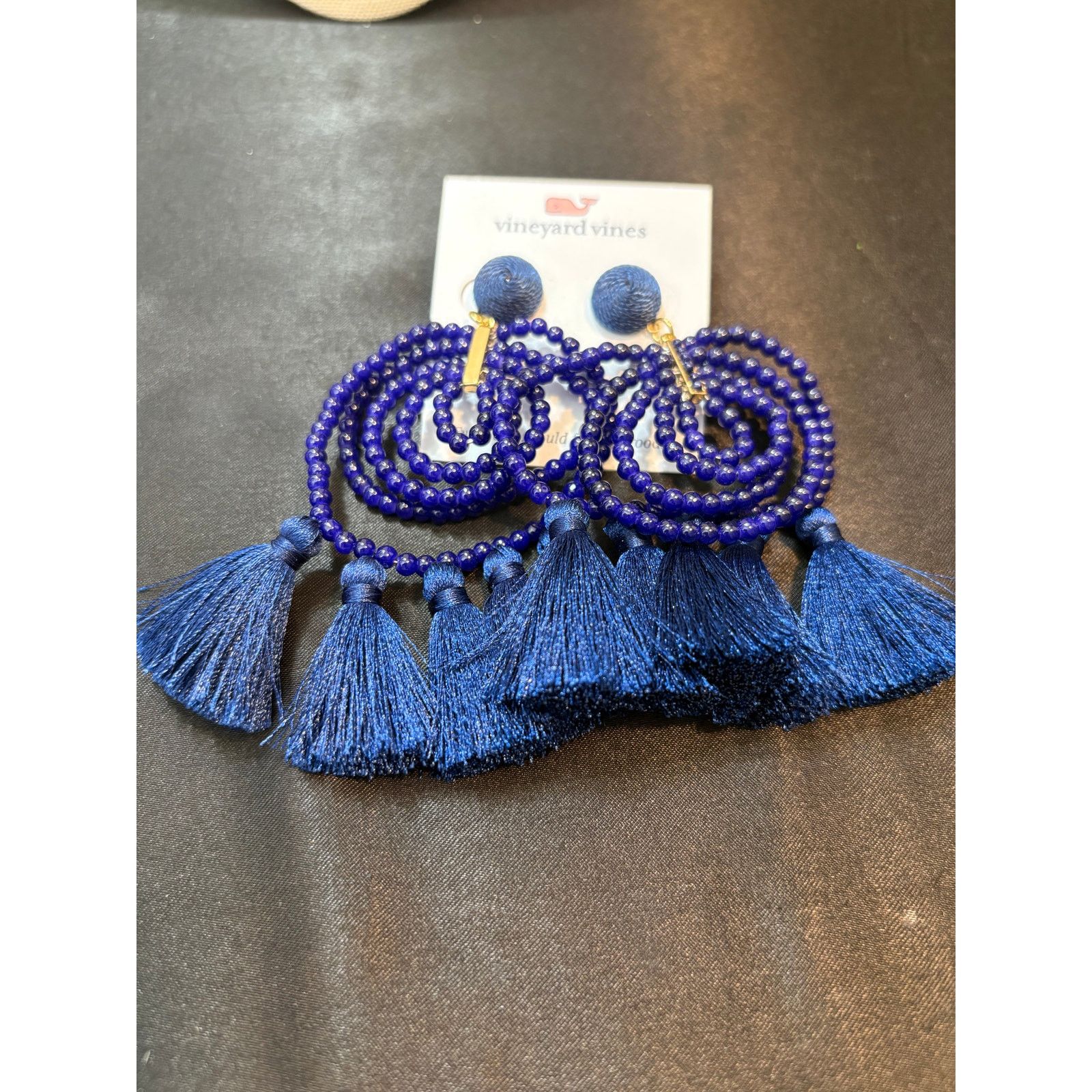 Other Vineyard Vines Deep Bay Beaded Tassel Earrings Statement Size ONE SIZE - 2 Thumbnail