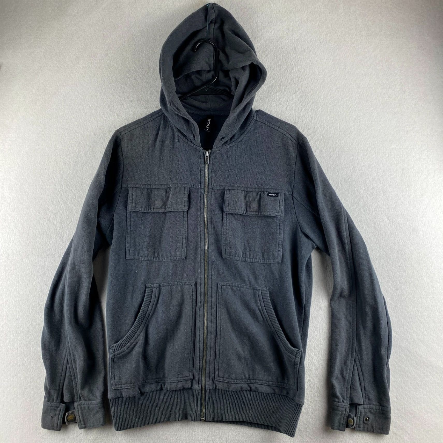 RVCA RVCA Hoodie Mens S Gray Bomber Full Zip Fleece Lined Hooded Pockets Shirt? Size US S / EU 44-46 / 1 - 2 Thumbnail