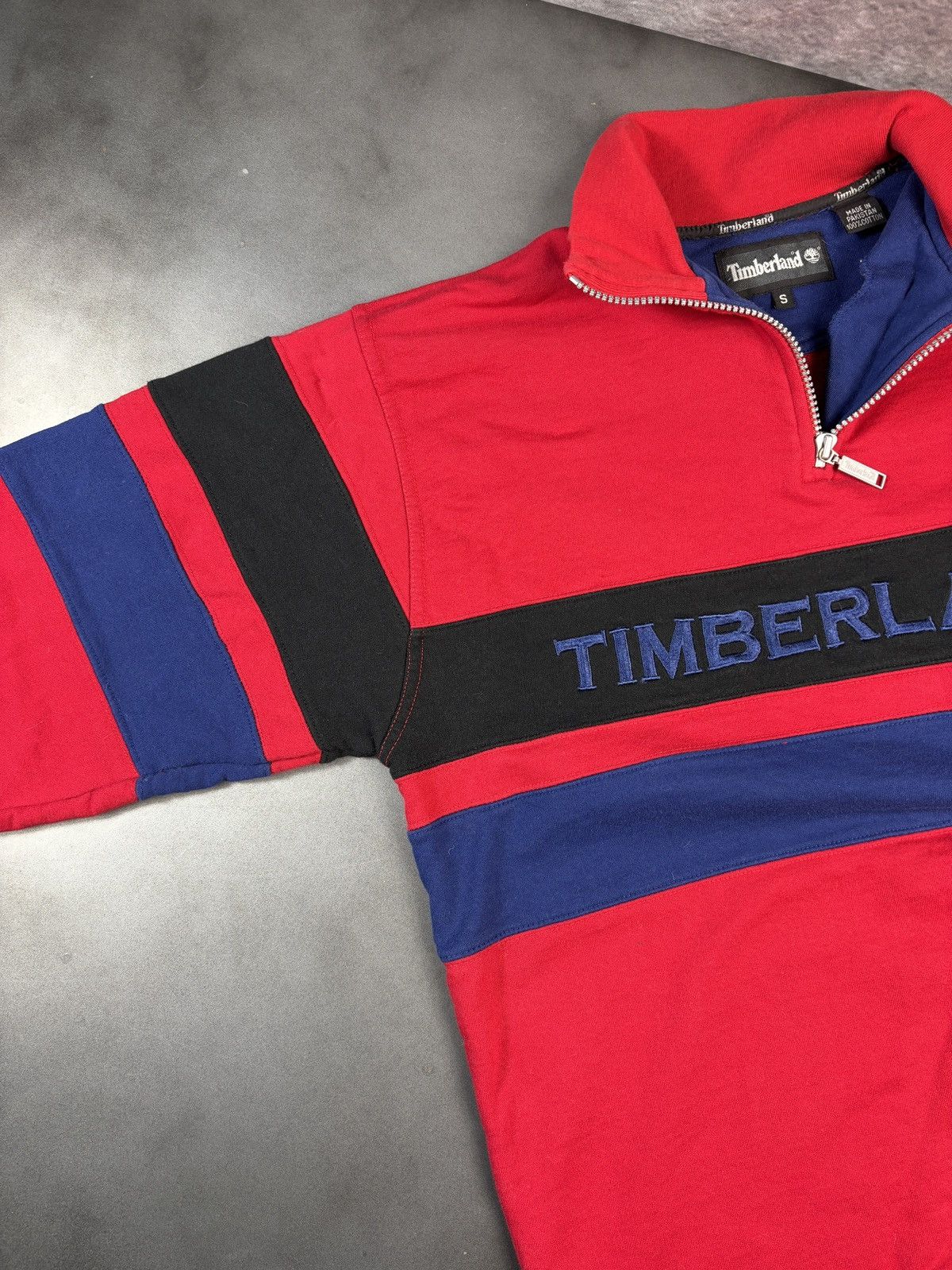 Timberland × Vintage 1990s Vintage Timberland Quarter Zip Sweatshirt Pullover 90s Size US S / EU 44-46 / 1 - 4 Thumbnail