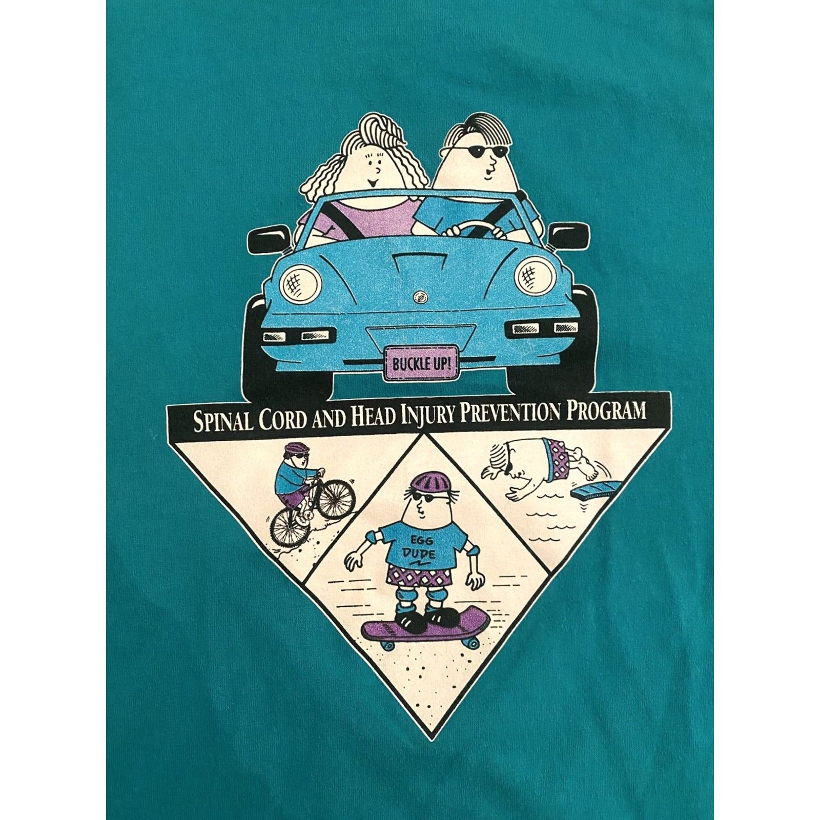 Vintage VINTAGE AND T-Shirt Skateboarding Spinal Cord & Head Injury Prevention Single Stitched XL Blue 90s Mens Shirt Size US XL / EU 56 / 4 - 2 Thumbnail