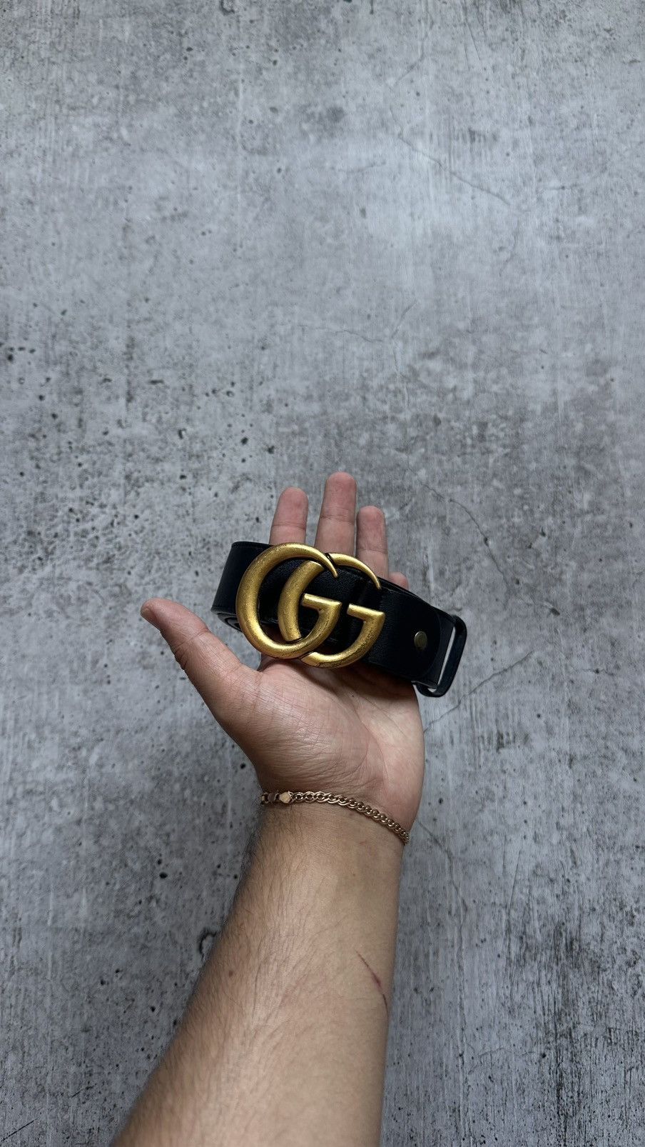 Gucci Vintage Gucci Double G Black Leather Belt Size ONE SIZE - 1 Thumbnail