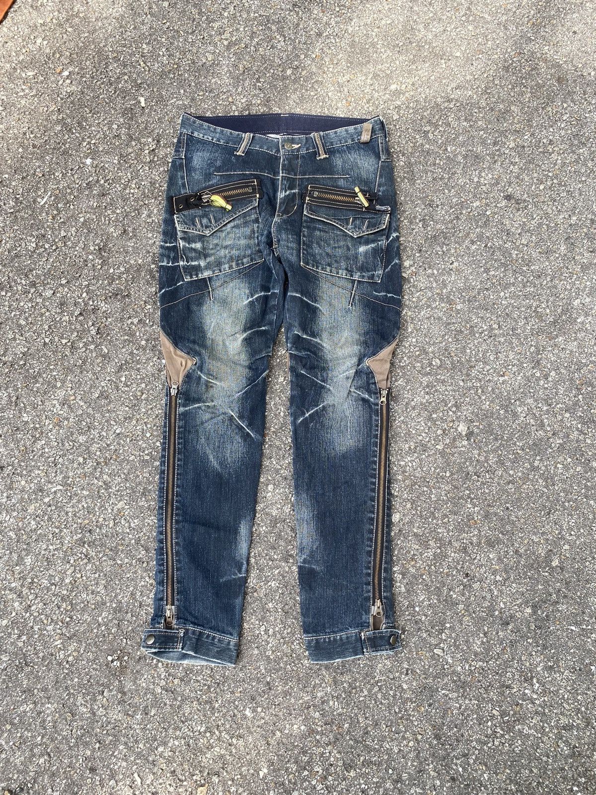 If Six Was Nine PPFM Bush Pant Jeans Hybrid Bondage Punk Style Denim Grunge Size US 31 - 3 Thumbnail
