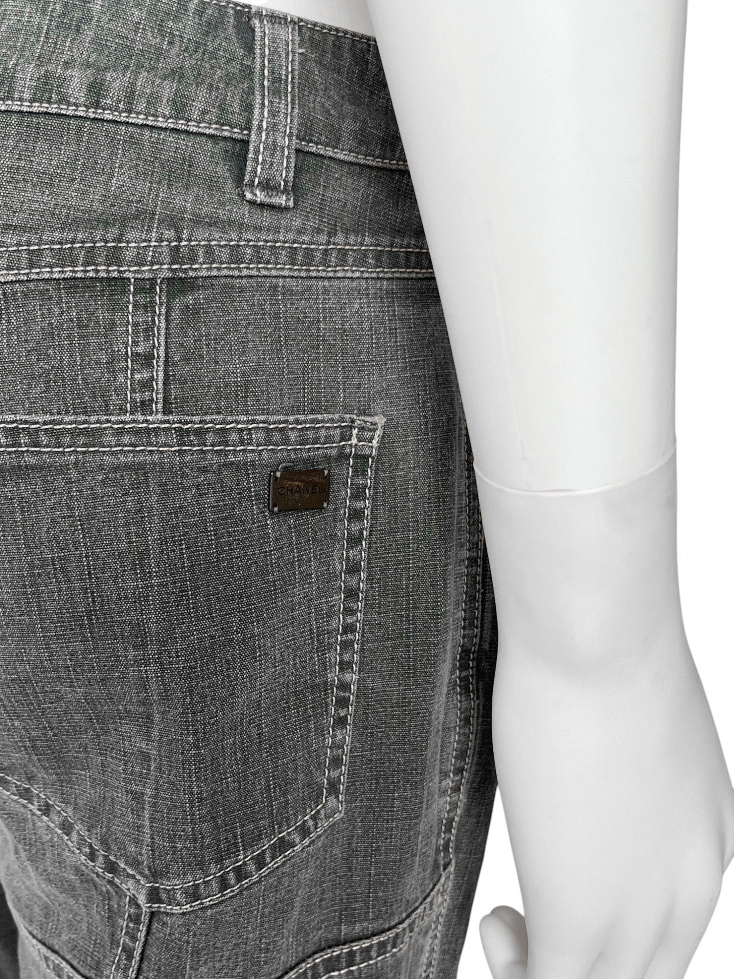 Chanel by Karl Lagerfield S/S 2003 Grey Bootcut Jeans Size 27" / US 4 / IT 40 - 8 Thumbnail