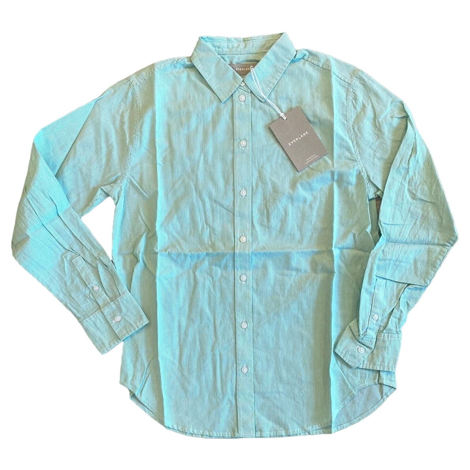 Everlane NWT Everlane The Silky Cotton Relaxed Shirt Striped Size 12 Size XXS / US 00 / IT 34 - 3 Thumbnail