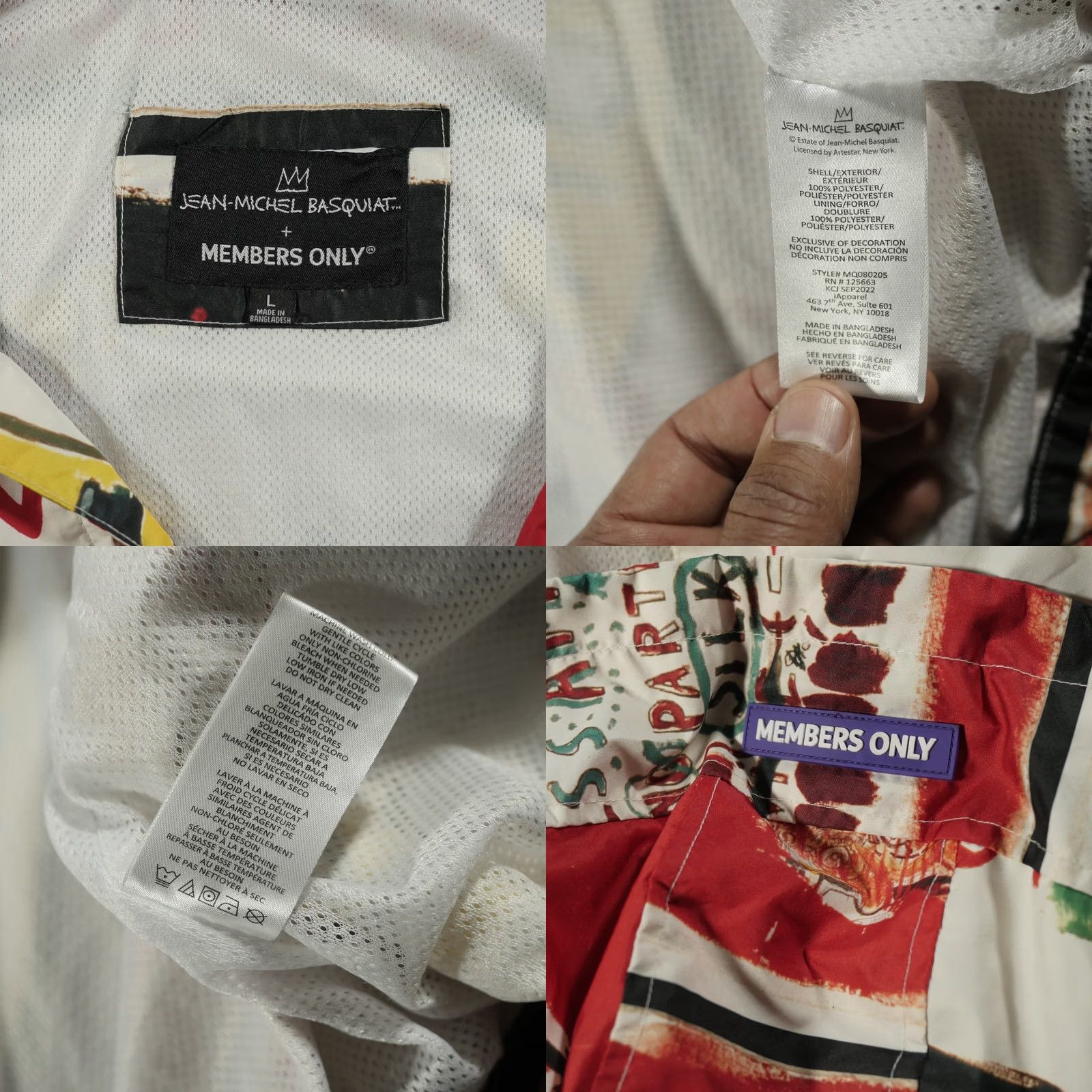 Members Only Members Only Jacket Mens L White Jean Michel Basquiat Hooded Windbreaker Art Size US 33 - 8 Thumbnail