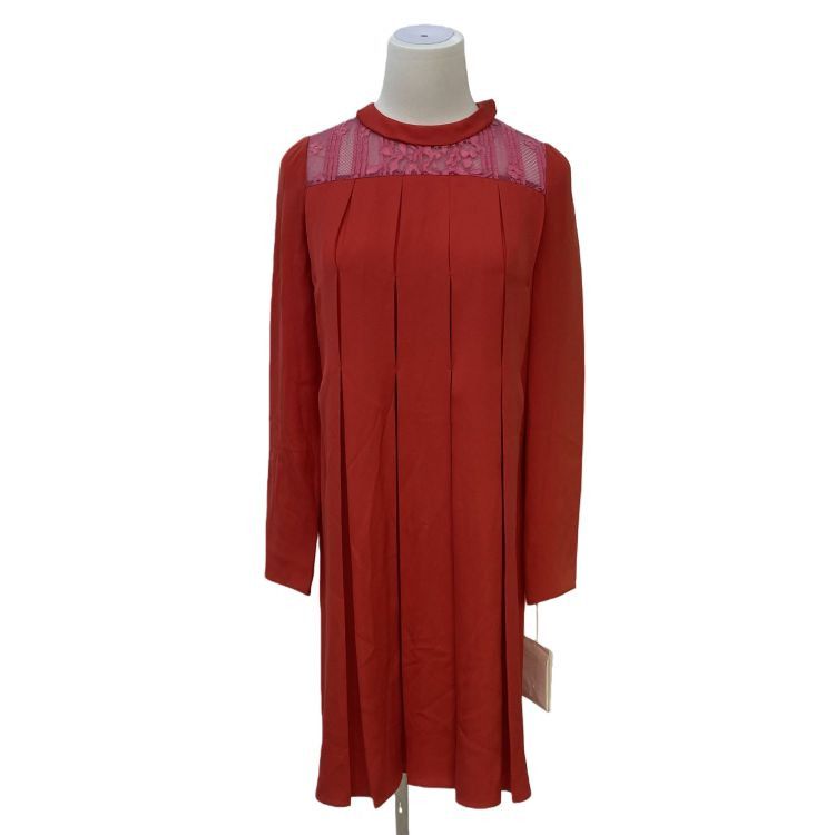 Valentino Valentino Red Lace Detail Midi Dress Size 38 Size XS / US 0-2 / IT 36-38 - 1 Thumbnail