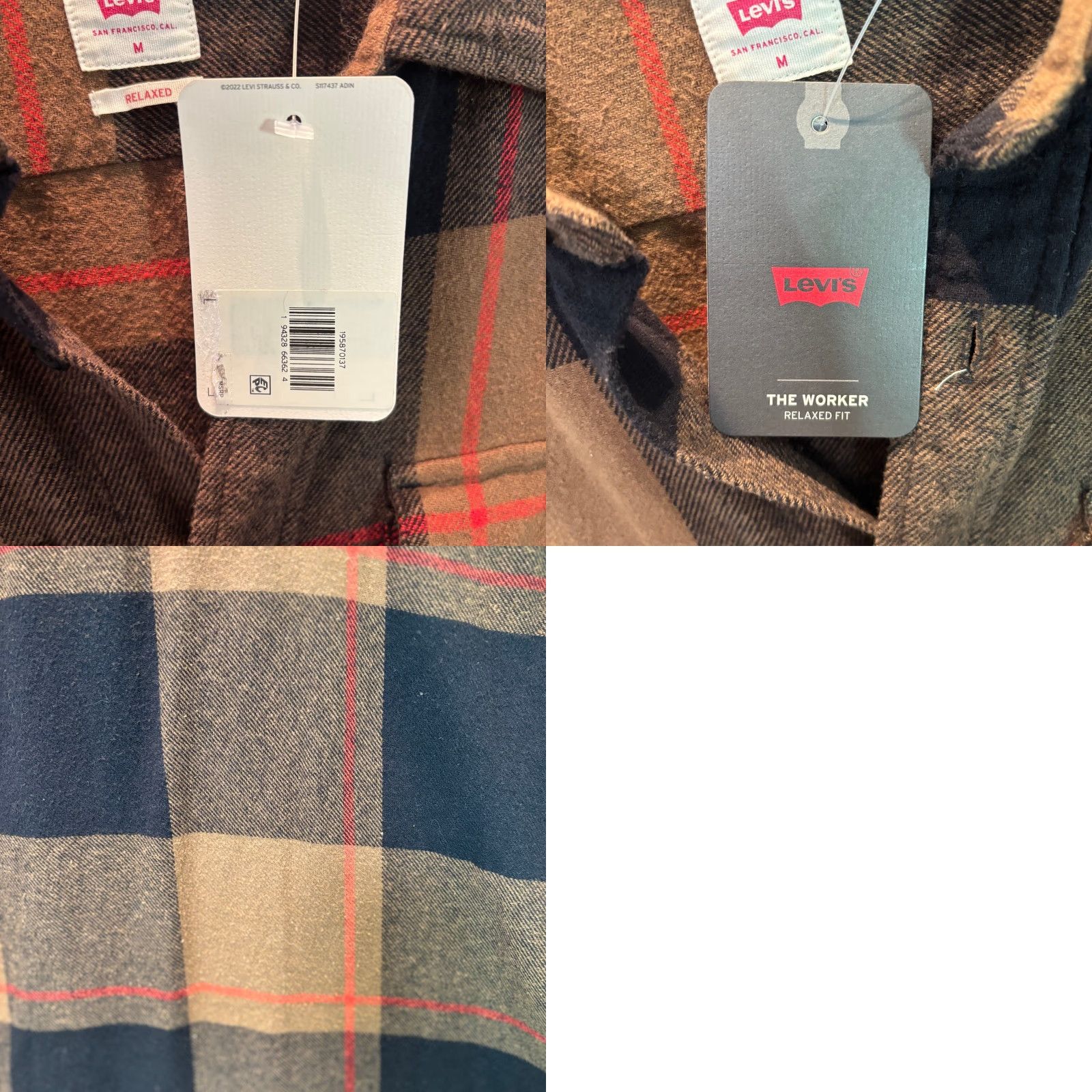 Levi's Levi's Shirt Mens Medium Brown Black Plaid The Worker Relaxed Fit Flannel NWT Size US M / EU 48-50 / 2 - 9 Thumbnail