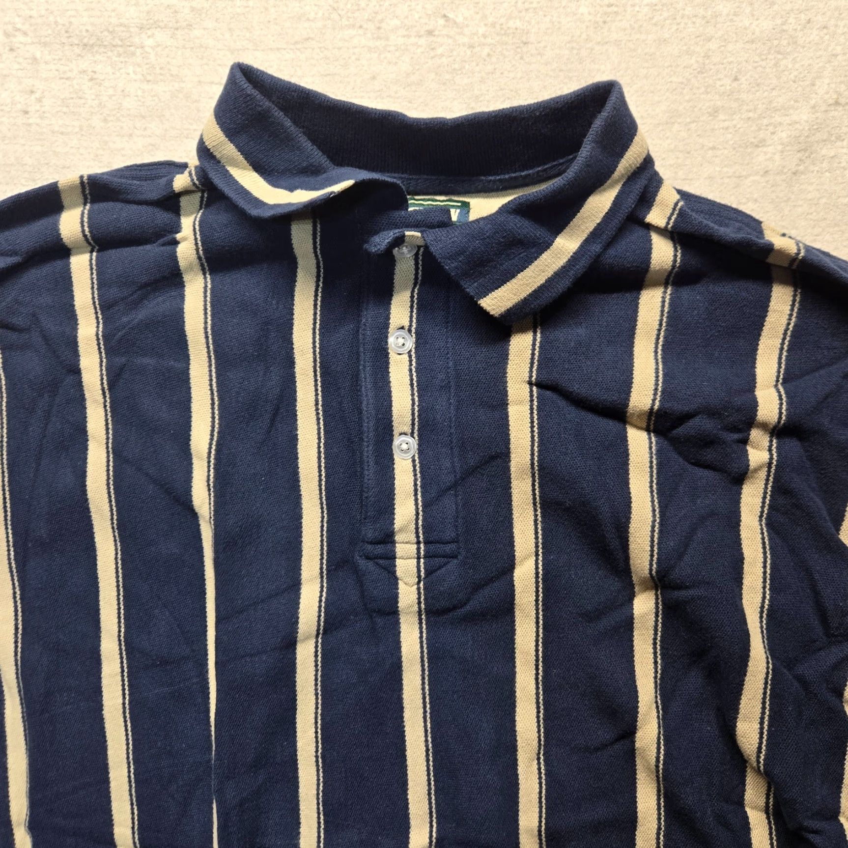 Vintage Ivy Crew Polo Shirt Blue Striped 100% Cotton Adult Men's M Size Short Sleeve Collared Logo Embroidered Size US M / EU 48-50 / 2 - 2 Thumbnail