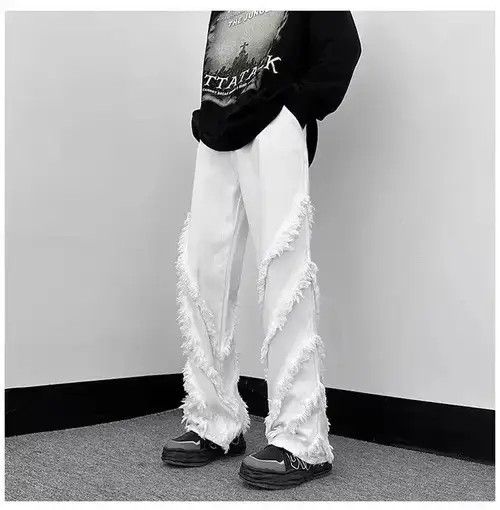 Other Men Solid Ragged Edge Straight Jeans Size US 32 / EU 48 - 2 Thumbnail