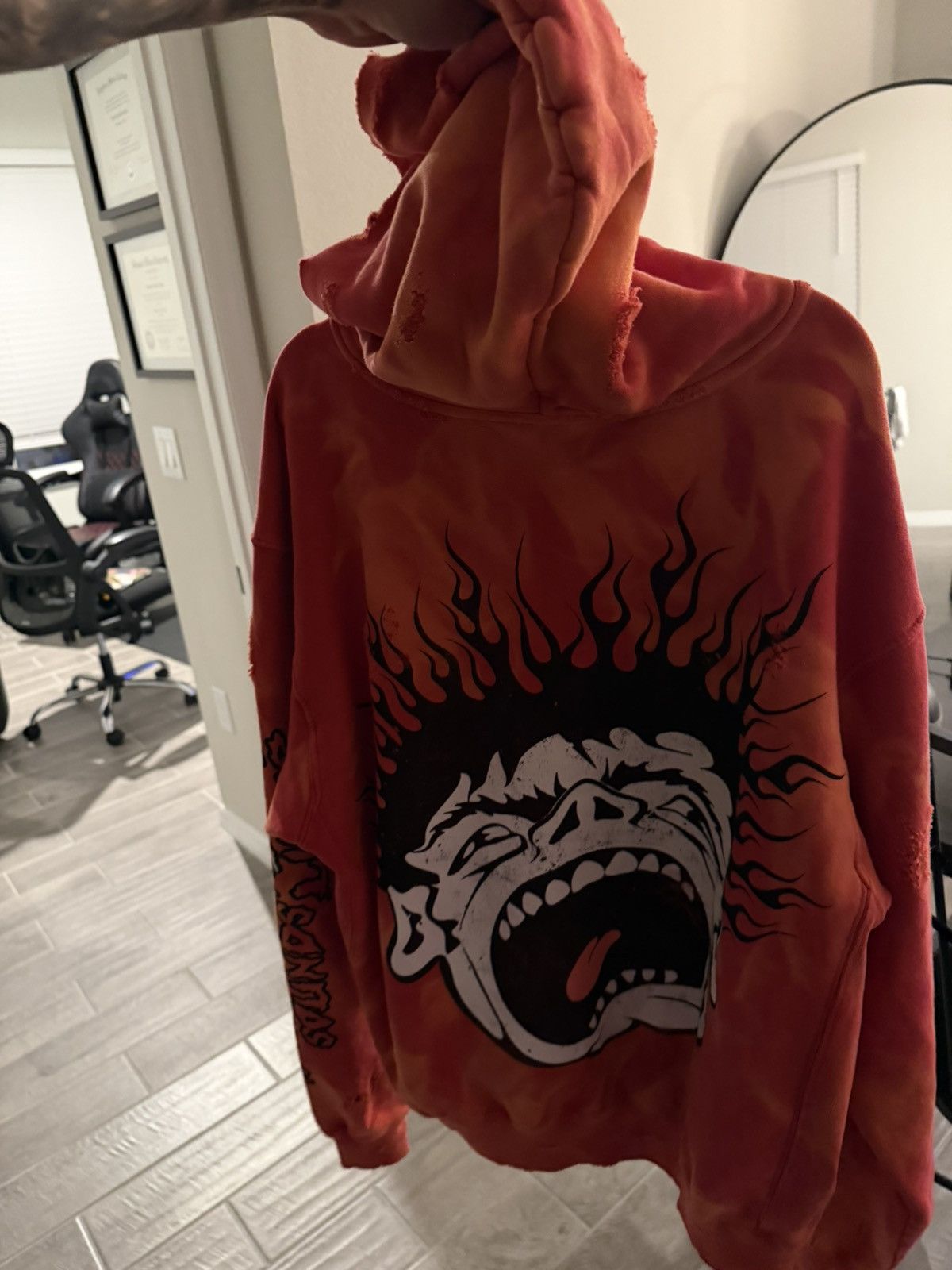 HELLSTAR Hellstar Records Ripped Lava Hoodie size Large Worn Once Size US L / EU 52-54 / 3 - 3 Thumbnail