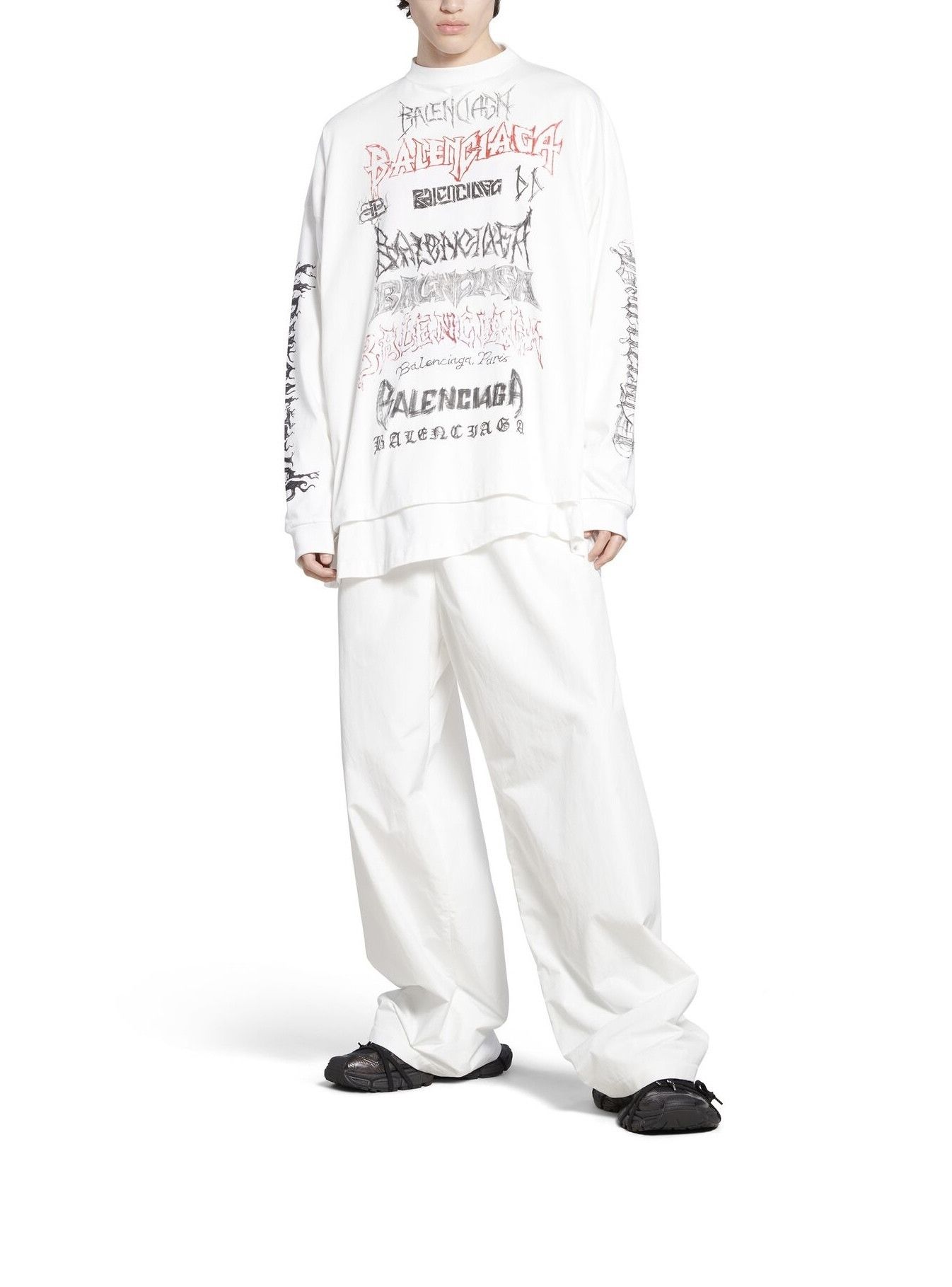 Balenciaga o1tr1nto0725 DIY Metal Long Sleeve T-Shirt Medium Fit White Size US M / EU 48-50 / 2 - 5 Thumbnail