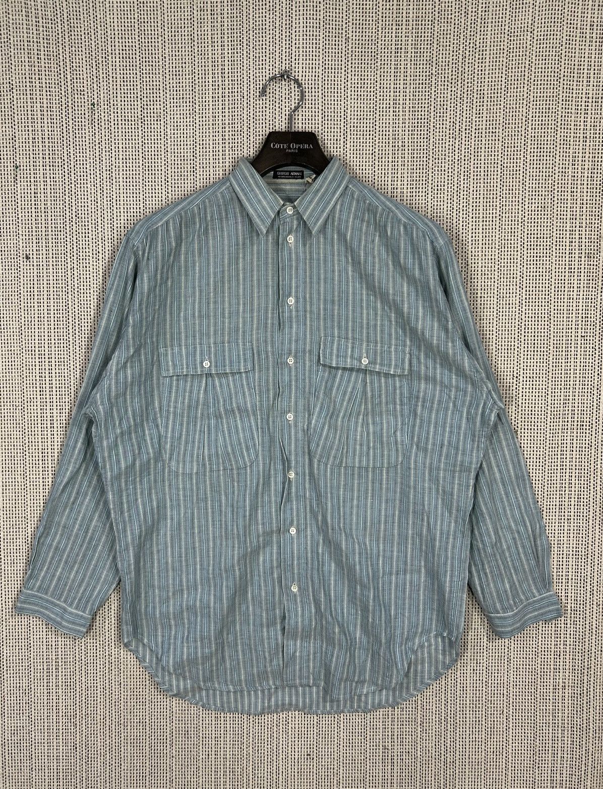 Giorgio Armani Vintage 80s giorgio armani black label shirt striped linen Size US XL / EU 56 / 4 - 11 Thumbnail