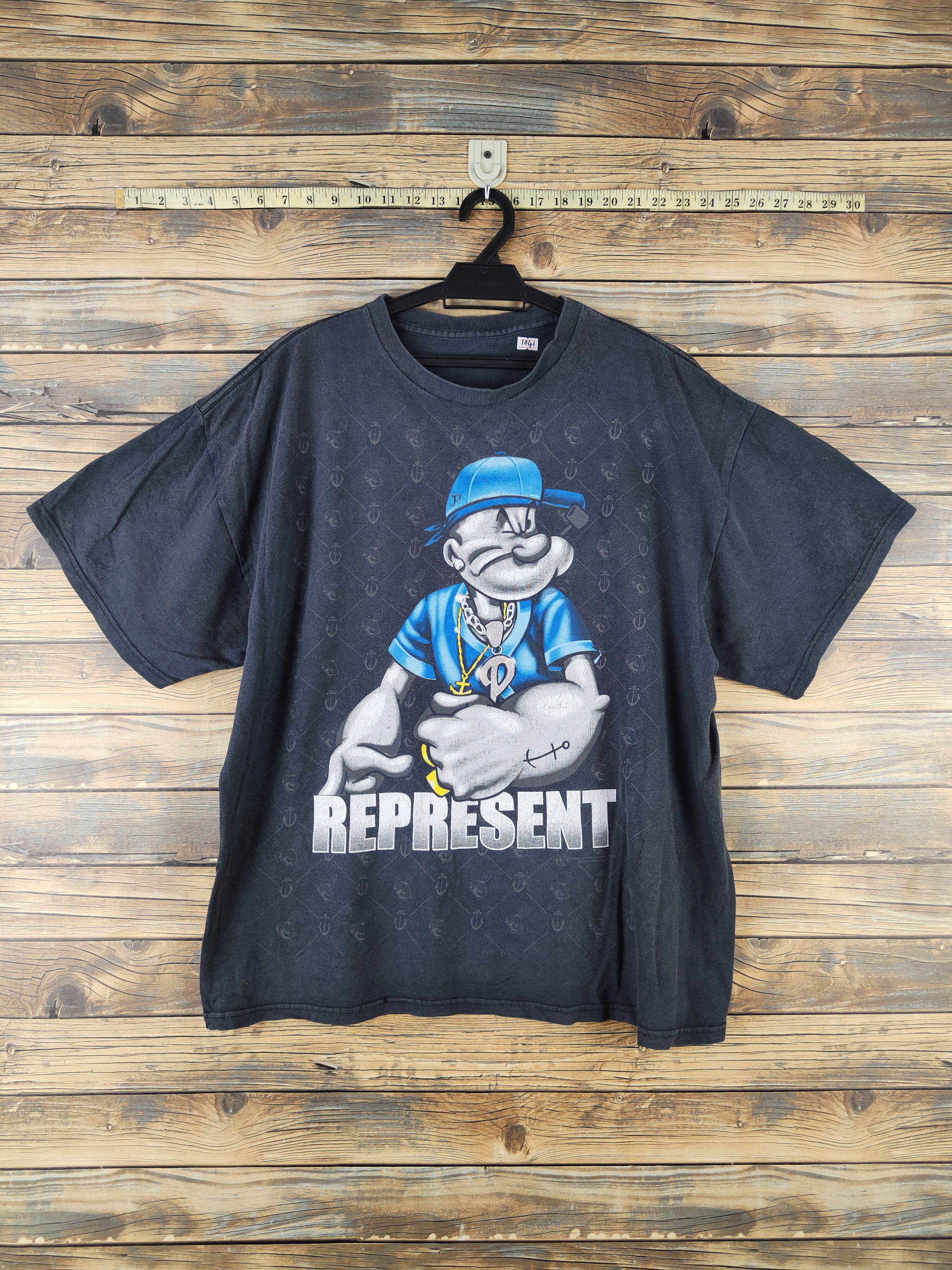 Japanese Brand × Vintage DL Japanese Brand Black Popeye Short Sleeve T-shirt #1041 Size US XL / EU 56 / 4 - 1 Thumbnail