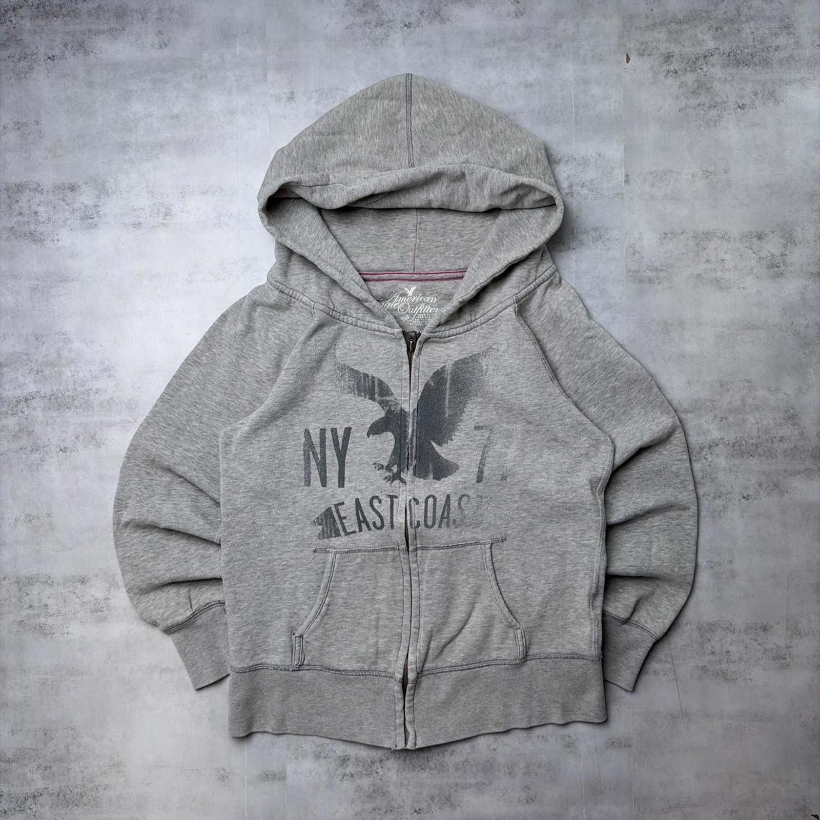 American Eagle Outfitters Y2K Grey American Eagle Grunge Skater Zip Up Hoodie Size S / US 4 / IT 40 - 1 Thumbnail