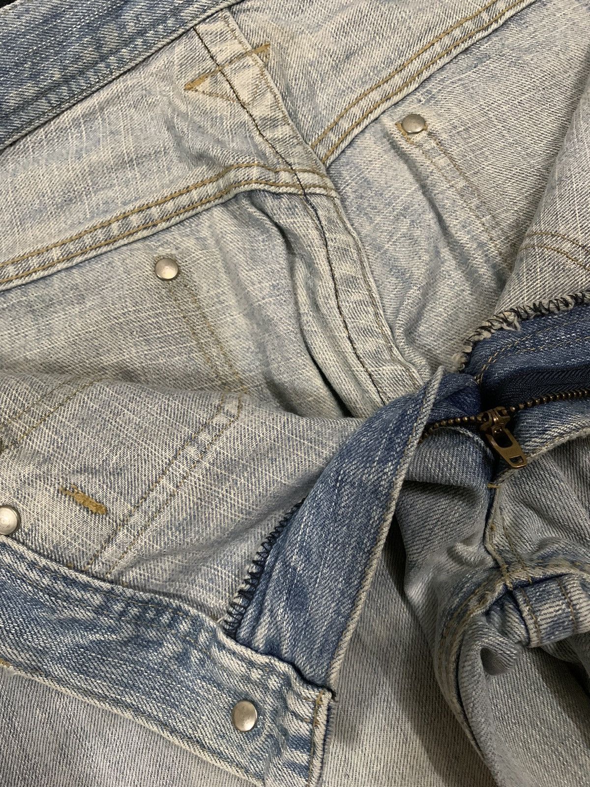 Tornado Mart Vintage NCFM Leather Pocket Clawmark Distressed Jeans Size US 32 / EU 48 - 18 Thumbnail
