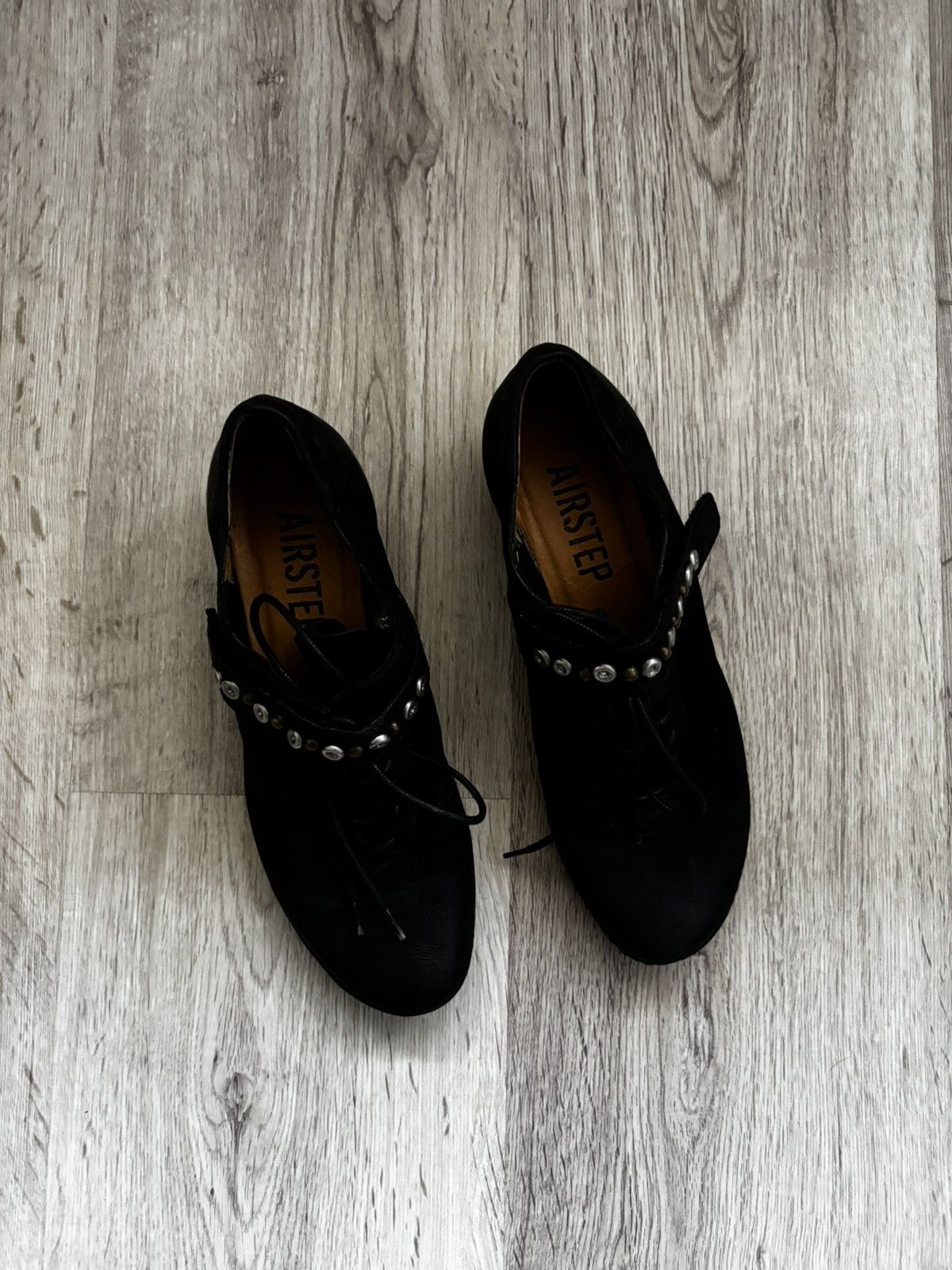 A.S.98 A.S. 98 (AirStep) Leather Studded Low-Heel Shoes – Black Size US 6.5 / IT 36.5 - 2 Thumbnail