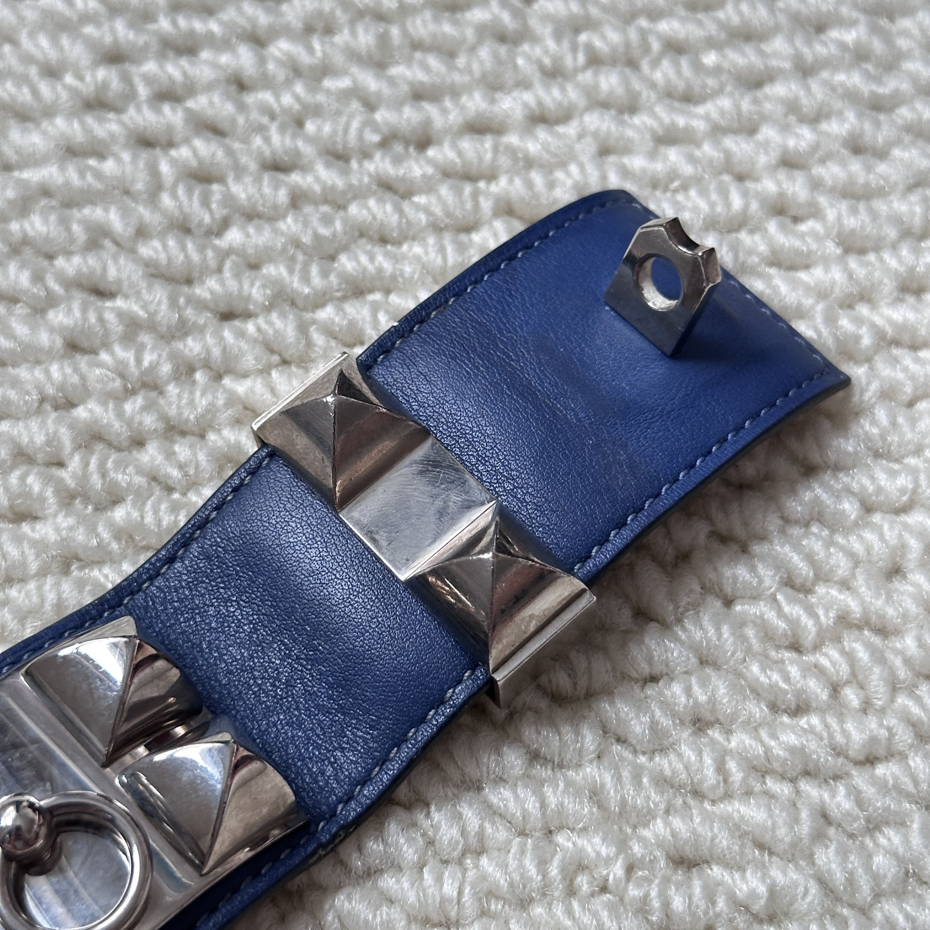Hermes HERMÈS BLUE LEATHER COLLIER DE CHIEN BRACELET Size ONE SIZE - 8 Thumbnail