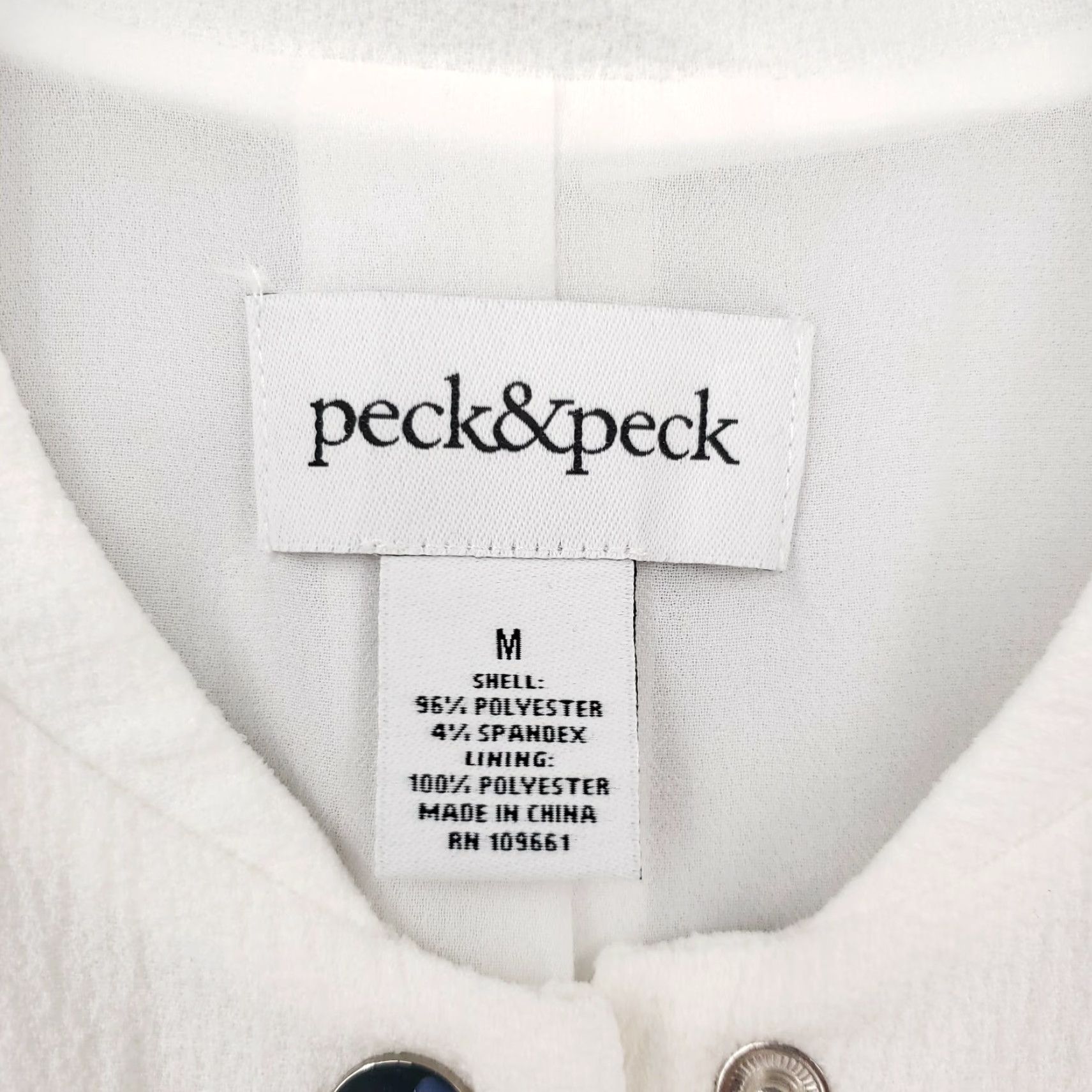 Vintage Peck & Peck Jacket Womens M Medium White Buttoned Pocket Long Sleeves Fleece Size M / US 6-8 / IT 42-44 - 3 Thumbnail
