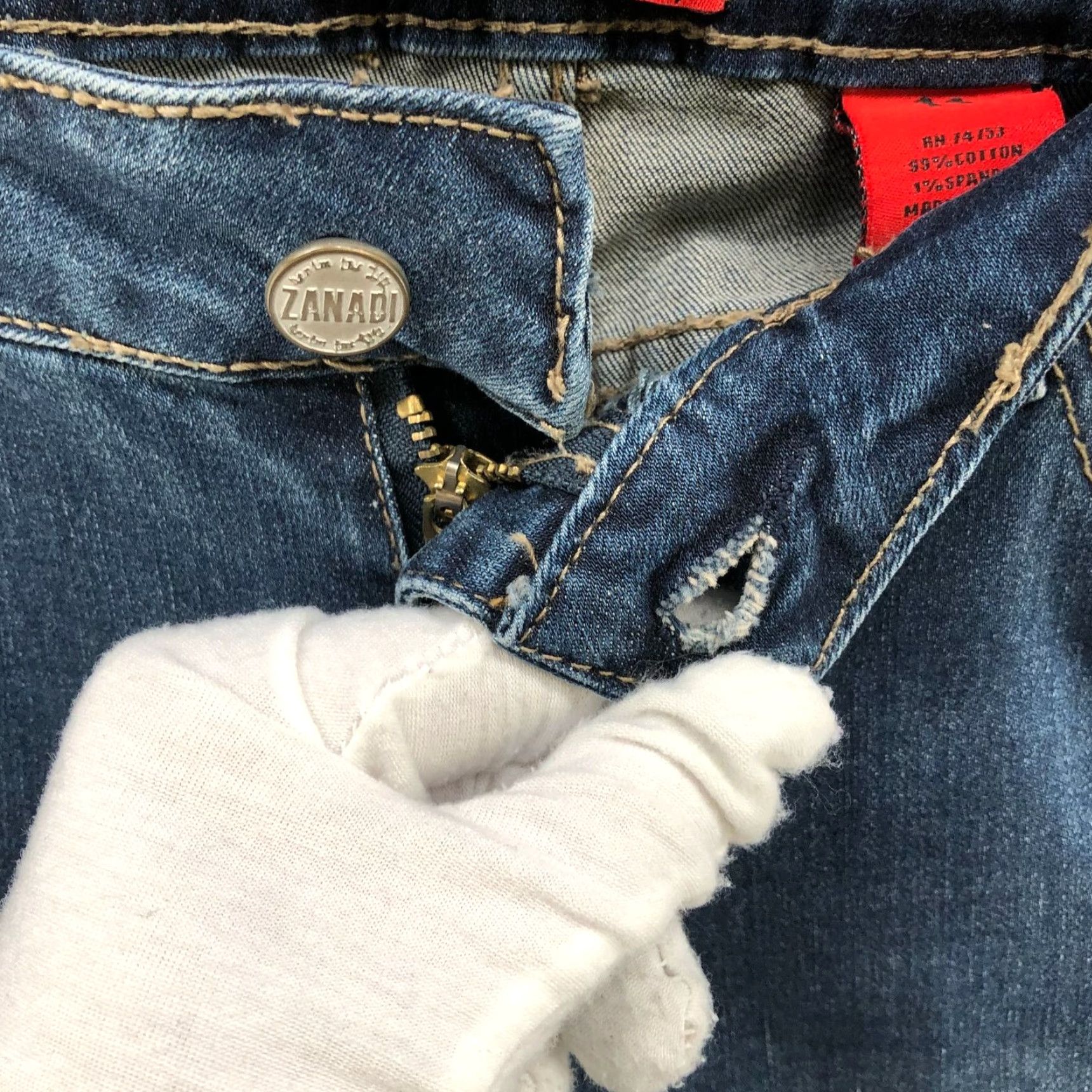 Vintage Zanadi Blue Skinny Jeans Womens Size 32 Mid Rise Stretch Rock Retro Style Size 24" / US 00 / IT 34 - 7 Thumbnail