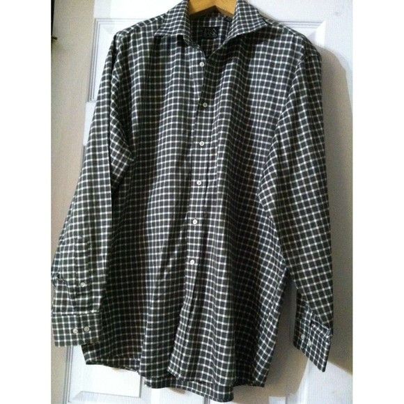 Jos. A. Bank JOS.A.BANK MENS GREEN 100%COTTON PLAID CASUAL SHIRT SIZE: L Size US L / EU 52-54 / 3 - 6 Thumbnail