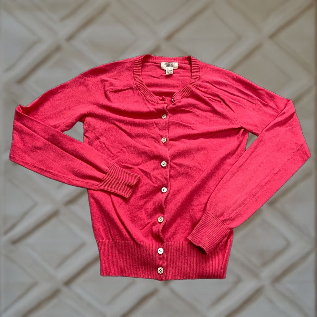 Lands' End Lands' End Cardigan Sweater Women XXS Red Button Down Knit Raglan Long Sleeve Casual Lightweight Size XXS / US 00 / IT 34 - 1 Thumbnail
