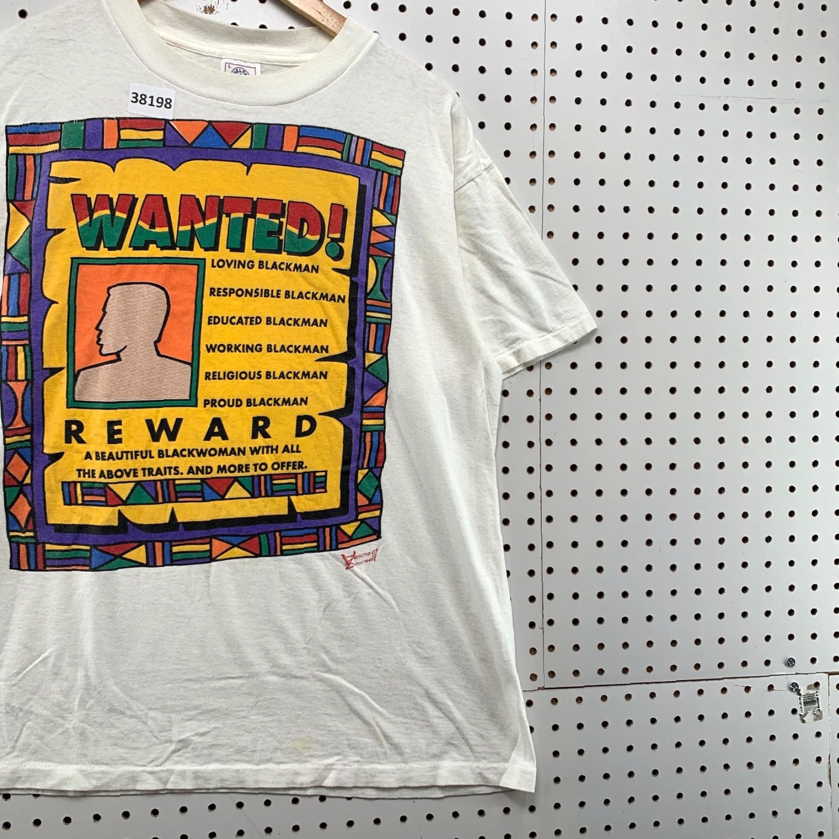 Jerzees VINTAGE 80s JERZEES Funny Graphic Print T-Shirt Unisex Adult Large White "Respect Yourself" Mens Size L / US 10 / IT 46 - 4 Thumbnail