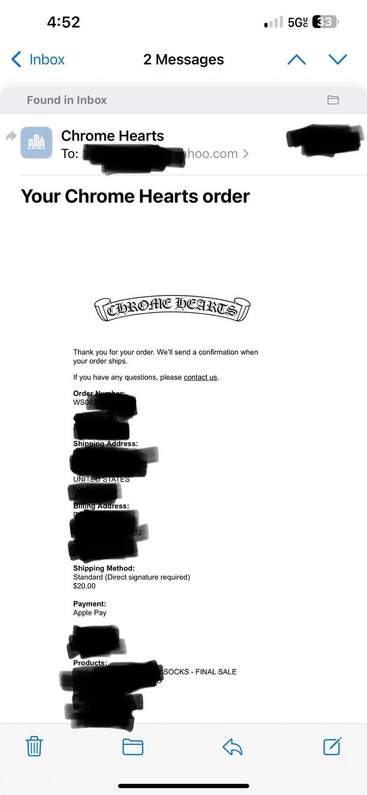 Chrome Hearts 100% Authentic Chrome Hearts Matty Boy Chomper 3 Socks Large Size ONE SIZE - 5 Thumbnail
