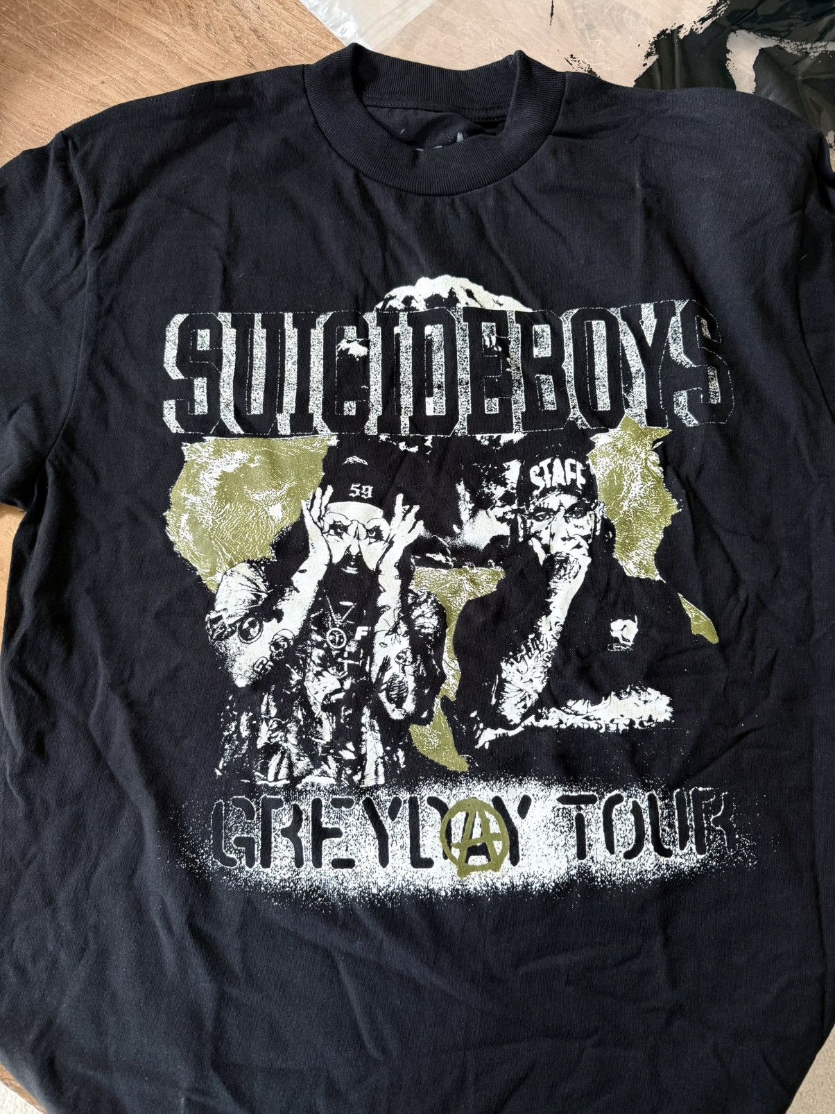 $uicideboy$ ツアーTシャツ G59 Recordsスーサイドボーイズ Grey Five Nine Headlines $uicideboy$ Tee Shirt - Black Small