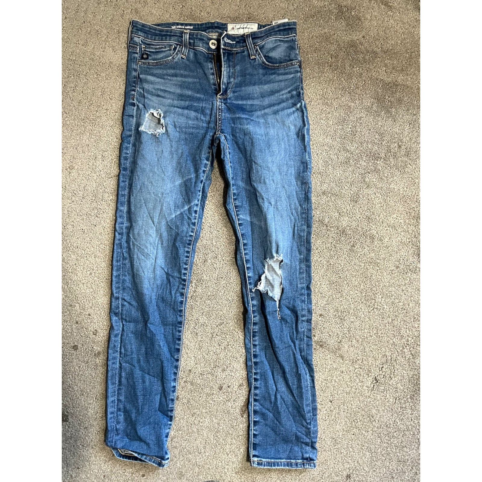 Vintage AG Adriano Goldschmied Stevie Jeans Slim Ankle Women's 25R Blue Denim Size 42" / US 20 - 2 Thumbnail