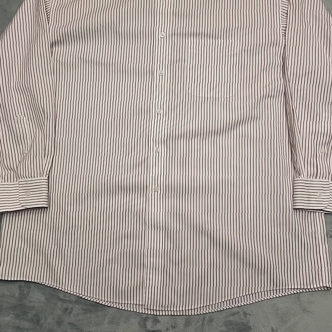 Roundtree & Yorke Gold Label Shirt Mens 17.5 33 Maroon Striped 100% Cotton Pinpoint Non-Iron Button-Down Collar Long Sleeve Tailored Mens Red Pattern Shirt Size US XXL / EU 58 / 5 - 2 Thumbnail
