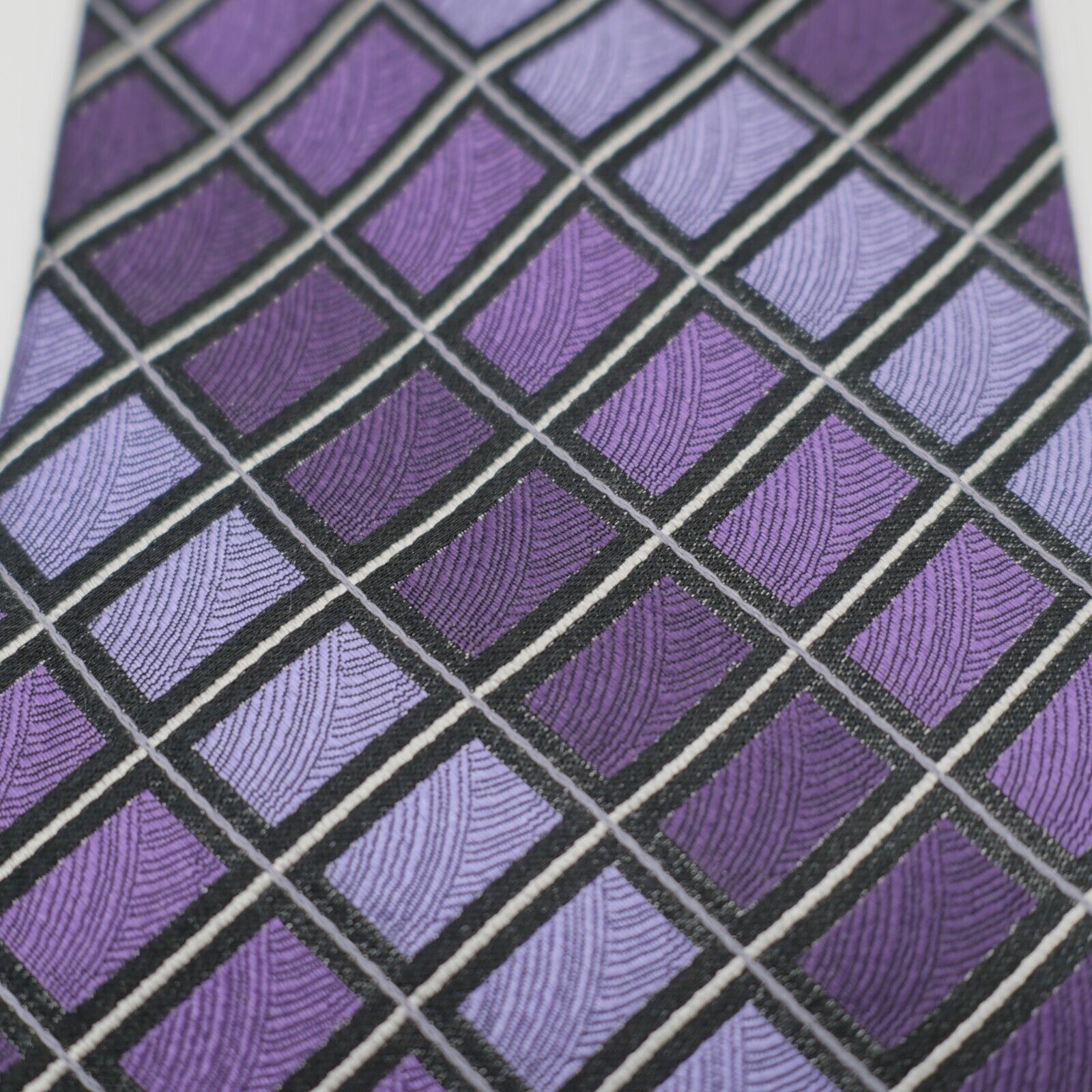 Pronto Uomo Pronto Uomo Gradient Purple Check Jacquard Woven Silk Tie Size ONE SIZE - 2 Thumbnail