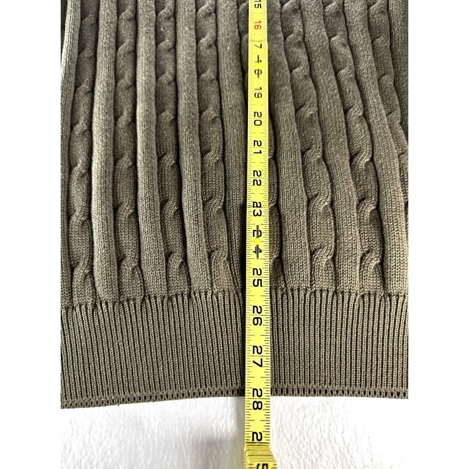 Lyle & Scott Lyle & Scott Sweater Mens Large Olive Cable-Knit Herringbone Cotton Pullover Size US L / EU 52-54 / 3 - 7 Thumbnail