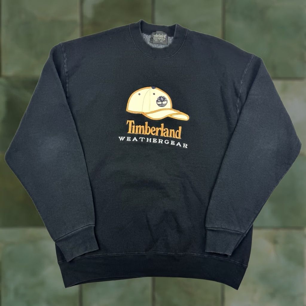 Timberland VINTAGE Timberland Sweatshirt Adult XL Weathergear Embroidery 90s USA Black Cotton Blend Pullover Crew Neck Long Sleeve Mens Size US XL / EU 56 / 4 - 1 Thumbnail