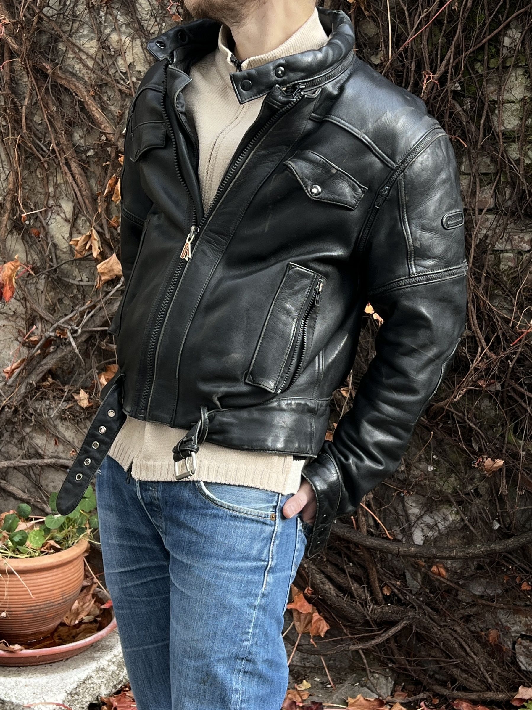 If Six Was Nine Rare Asymmetric rick owens type leather bomber racing jacket Size US M / EU 48-50 / 2 - 1 Thumbnail