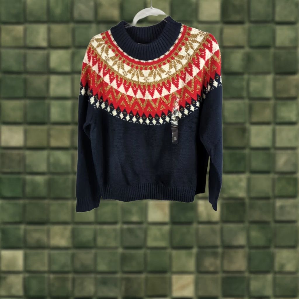 Tommy Hilfiger VINTAGE Tommy Hilfiger Nordic Fair Aisle Crew Sweater Womens Blue XL Size XL / US 12-14 / IT 48-50 - 1 Thumbnail