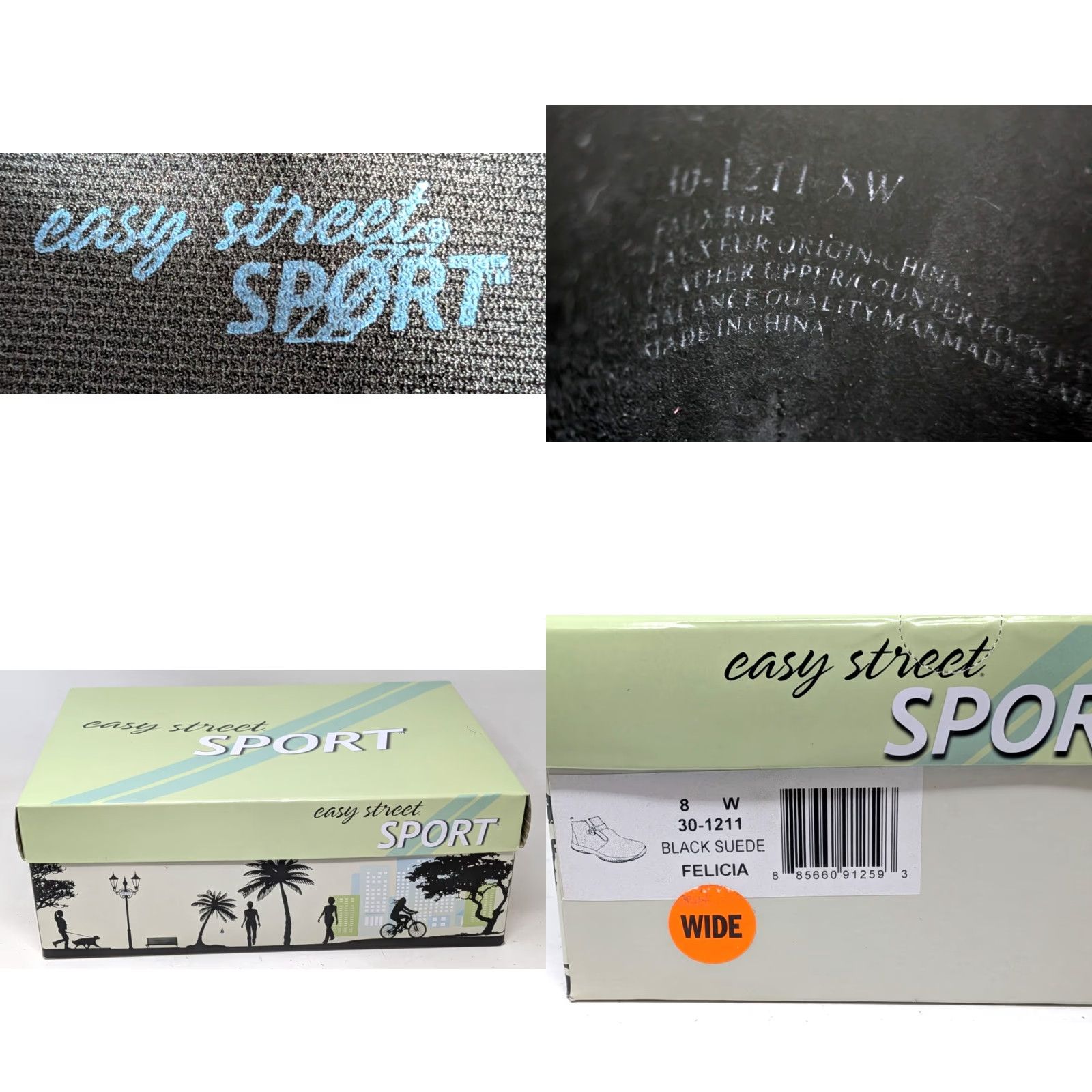 Vintage Easy Street Sport Felicia Wide 8 W Womens Black Suede Booties Boots Bootie Shoe NWT Size US 8 / IT 38 - 8 Thumbnail