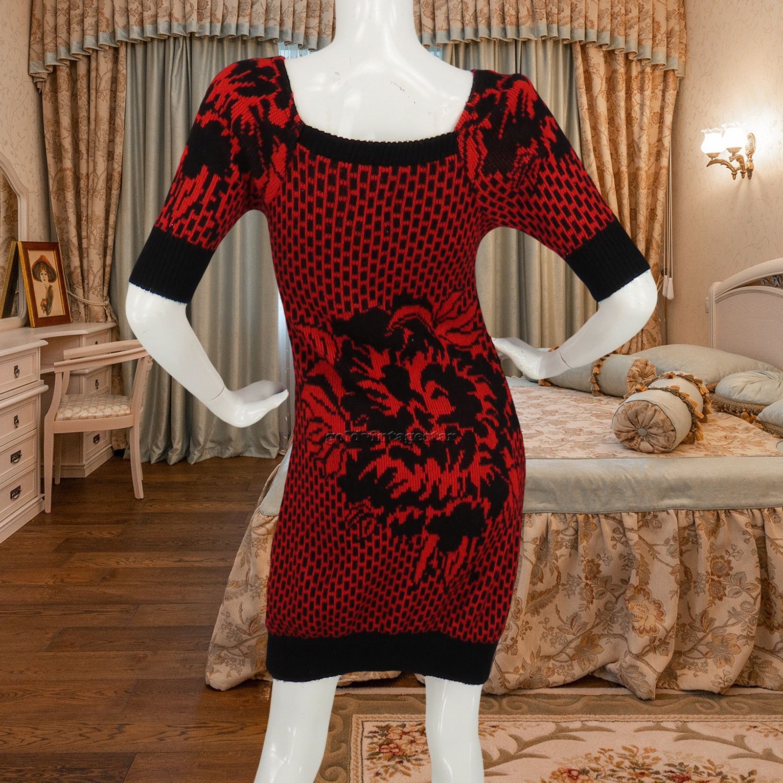 Other Bold Floral Knit Sweater Dress Y2K Bodycon S Size S / US 4 / IT 40 - 4 Thumbnail