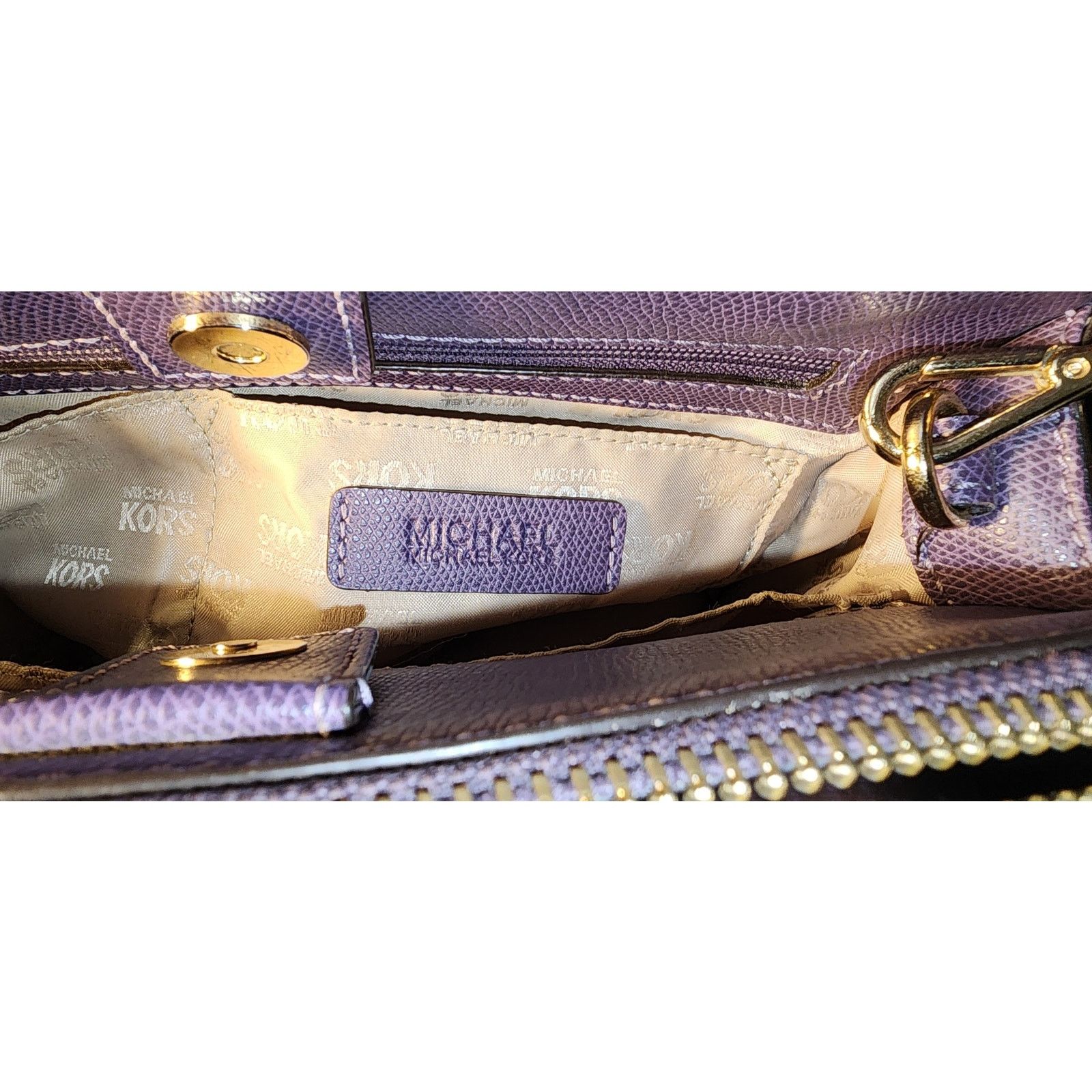 Michael Kors Michael Kors Houston Double Zip Crossgrain Leather purple Size ONE SIZE - 6 Thumbnail