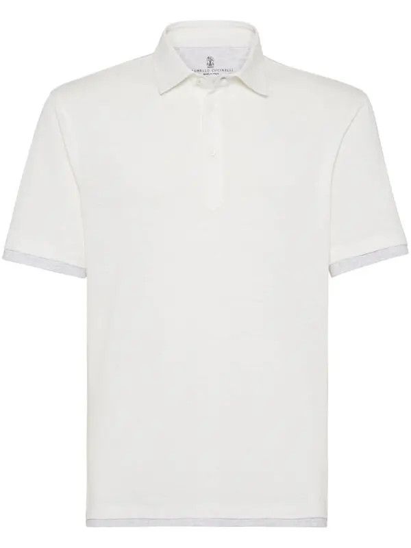 Brunello Cucinelli o1la1rc1a0425 Polo T-Shirt in White Size US L / EU 52-54 / 3 - 1 Thumbnail