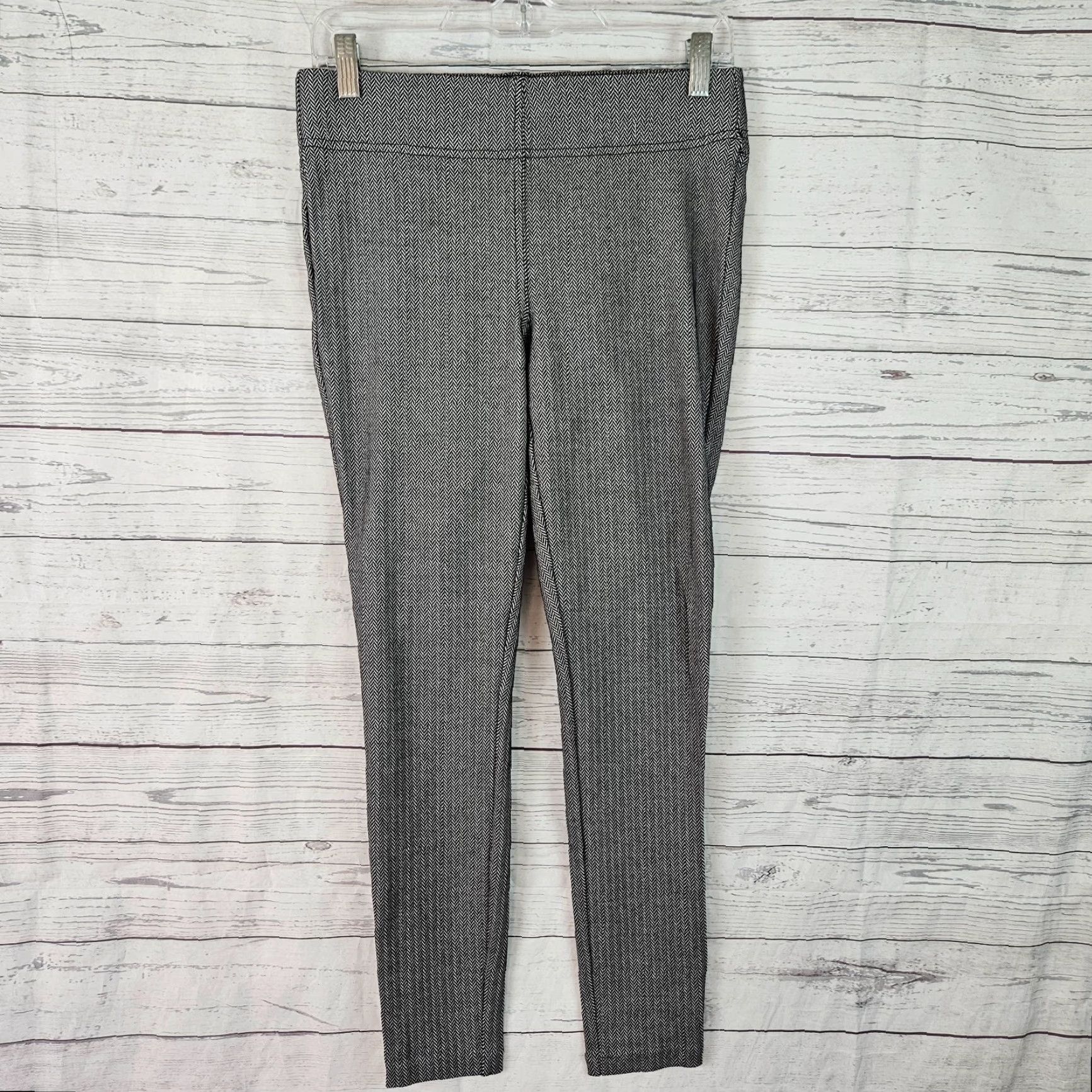 Loft VINTAGE Ann Taylor LOFT Womens Ponte Knit Leggings Sz Small Black Herringbone Size 28" / US 6 / IT 42 - 2 Thumbnail