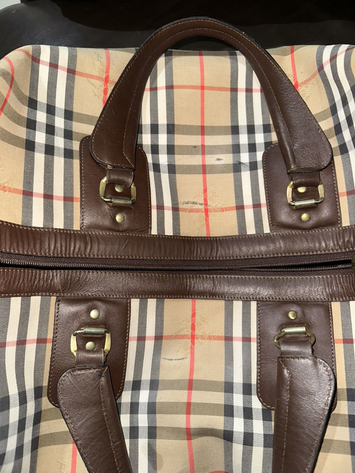 Burberry × Designer × Vintage Vintage 90s burberrys beige nova check travel bag Size ONE SIZE - 13 Thumbnail