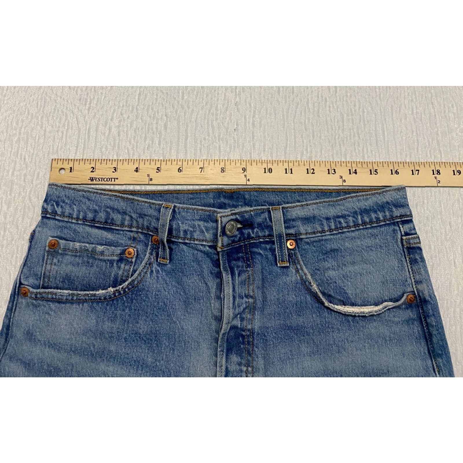 Levi's Levi's 501 Premium Skinny Jeans Womens 31×28 High Rise Button Fly Distressed Blue Size 24" / US 00 / IT 34 - 6 Thumbnail