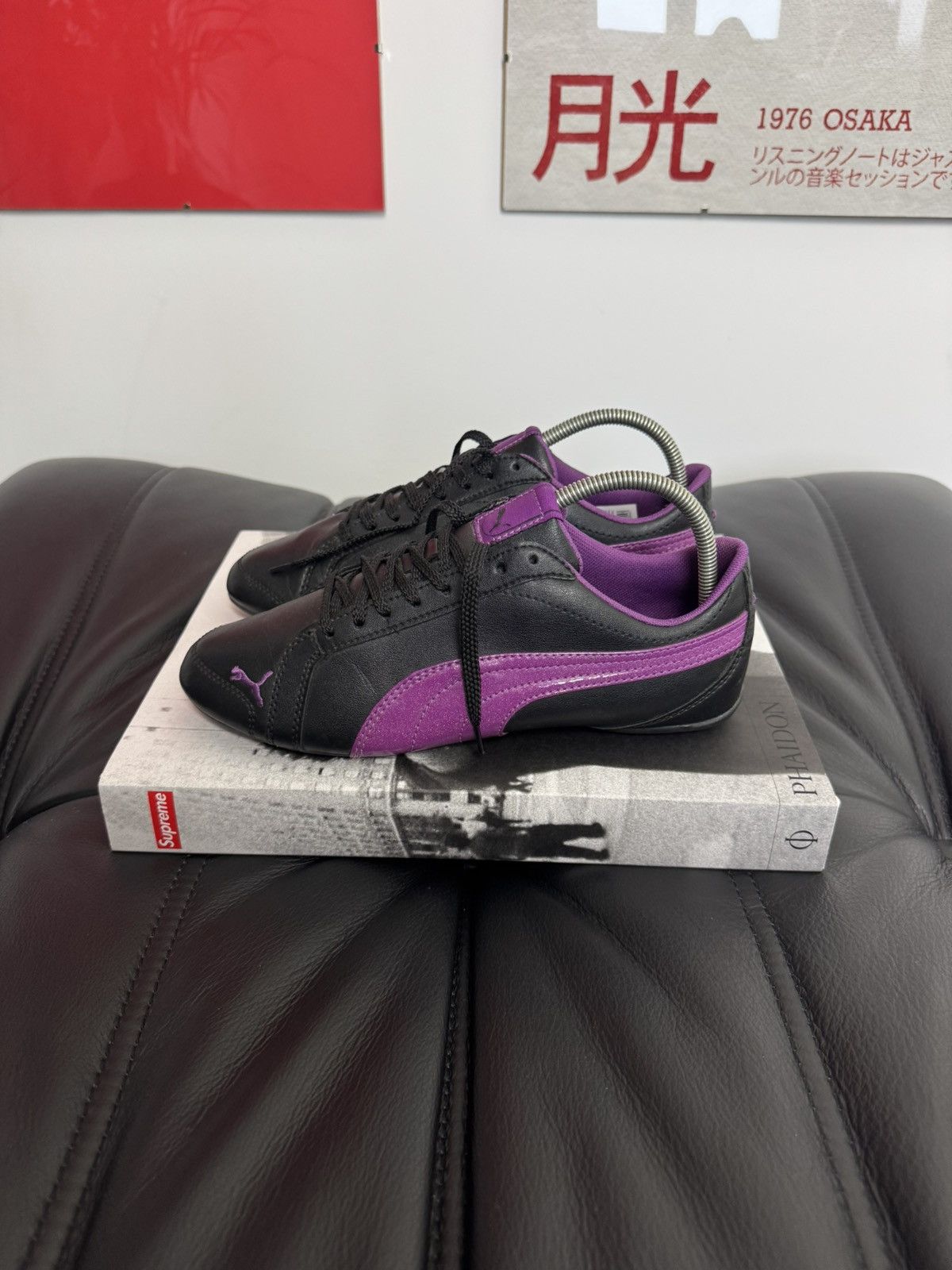 Puma Puma Speed Leather Hype Low Shoes Black Purple Vintage Y2k Size US 6 / IT 36 - 1 Thumbnail