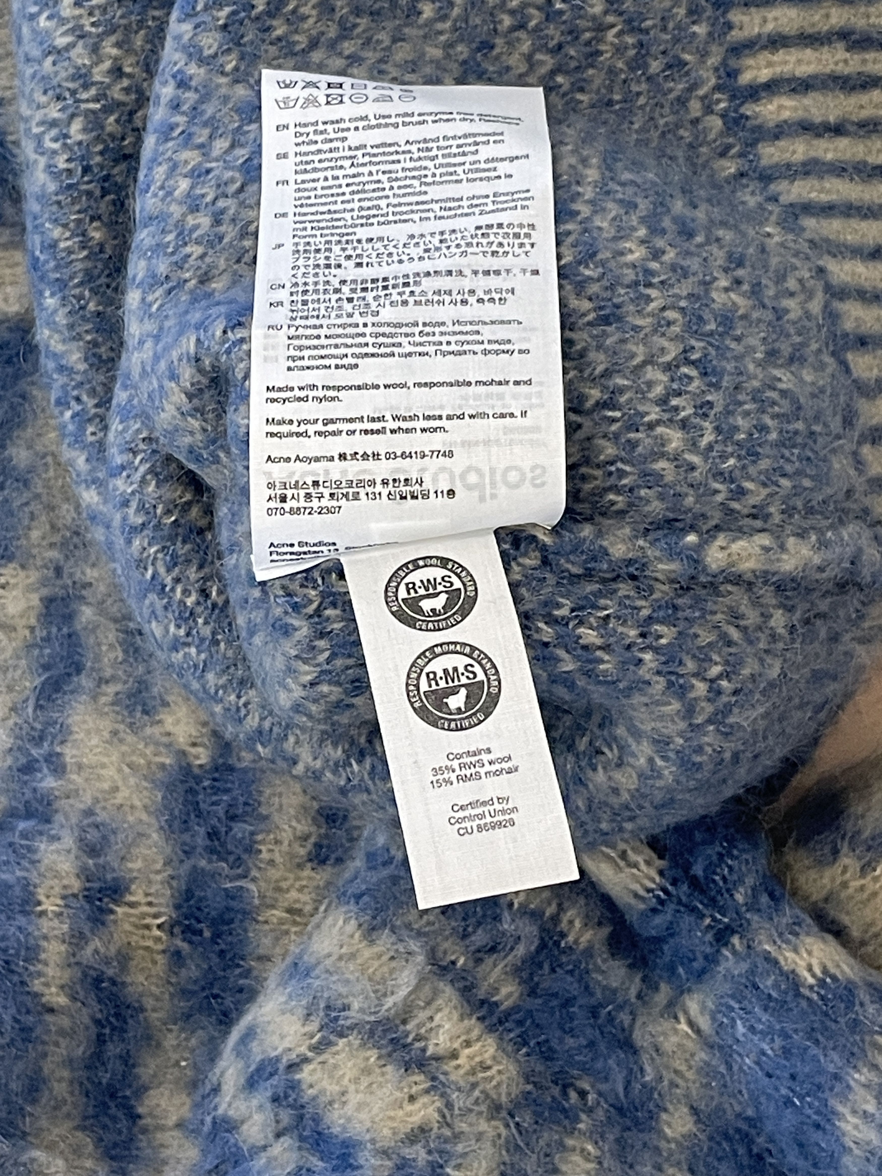 Acne Studios Blue & Tan Mohair Jacquard Sweater XS Size US XS / EU 42 / 0 - 5 Thumbnail