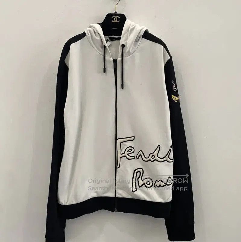 Fendi Fendi Men's White Cotton Zip Hoodie . Size US L / EU 52-54 / 3 - 1 Thumbnail