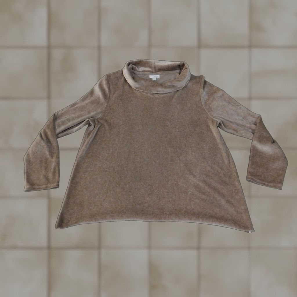 Velvet Pure Jill Pullover Womens Large Brown Velvet Cowl Neck Long Sleeve Relaxed Fit Solid Velour Sweater Size L / US 10 / IT 46 - 1 Thumbnail